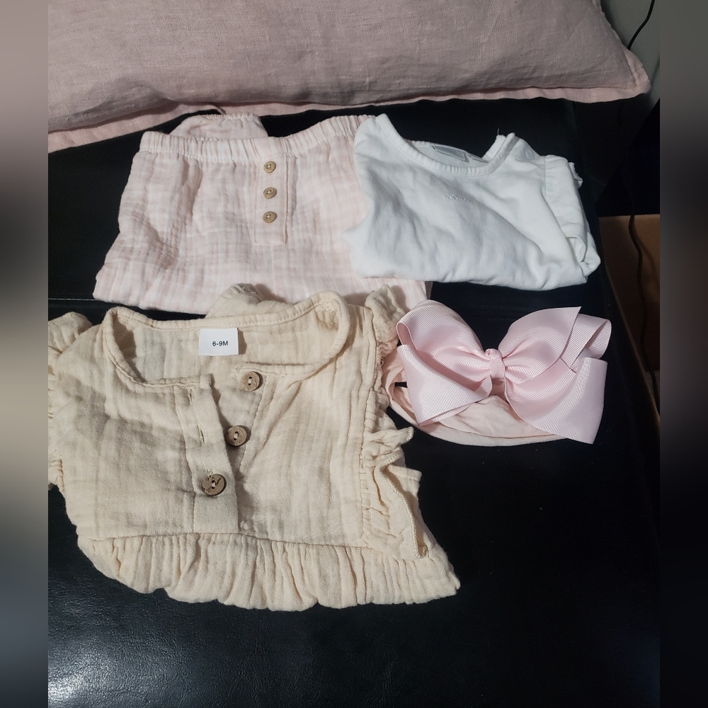 Pink and Cream Baby Outfit Set 6-9 Months